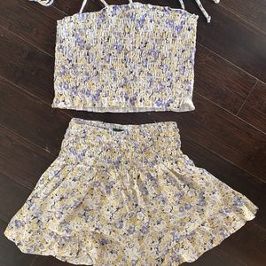 Floral set, size XS, white/lavender/yellow